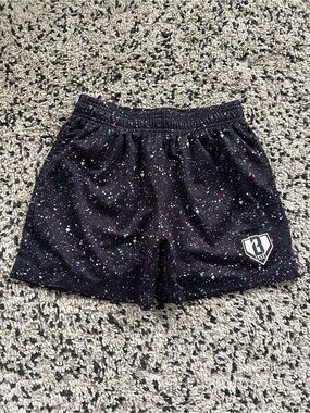 B101 Splatter Print Baseball Lifestyle 101 Mesh Shorts Athletic Gym Youth Large